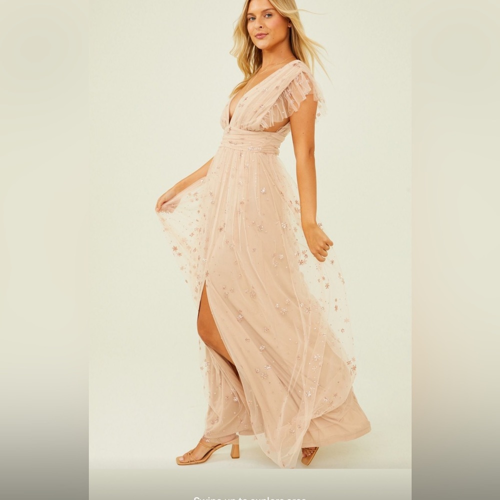Make offer! Altar’d State Dress NWT size M woman’s full length glitter slit